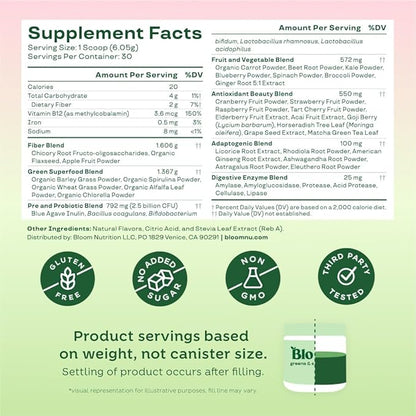 Bloom Nutrition Greens and Superfoods Powder for Digestive Health